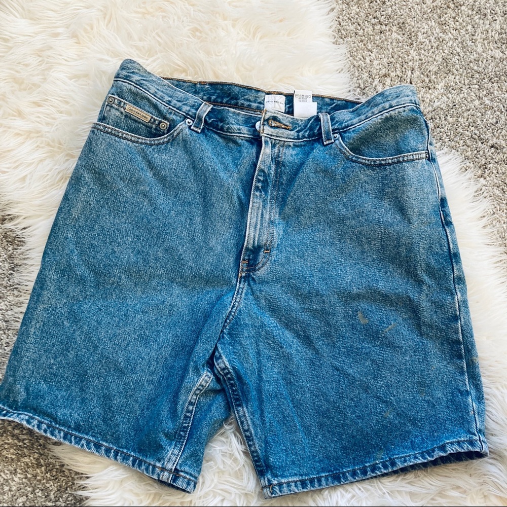 Calvin Klein Vintage 90s Denim Shorts Mens 36 Relaxed Fit Blue